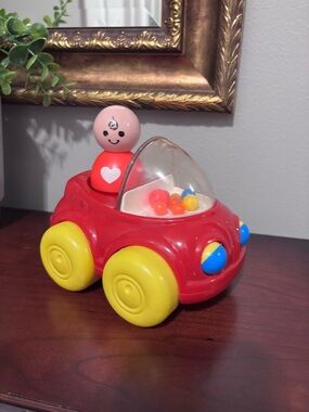 Classic Fisher Price Red Push Popcorn Toy Car with Kid